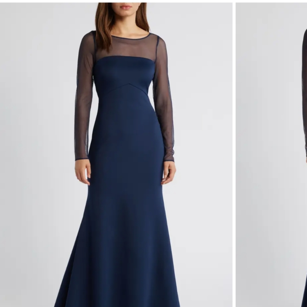Elegant Navy Blue Evening Gown